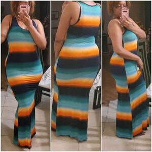 Multicolor Striped Maxi Dress